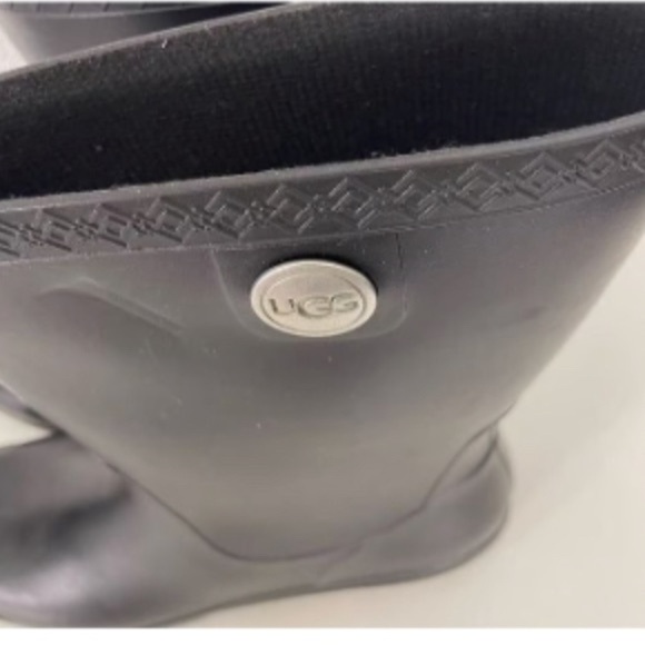 UGG Black Rubber Mid Calf Pull On Rain - Picture 5 of 8